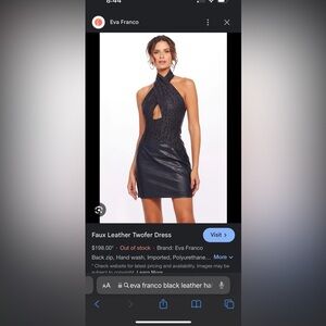 Eva Franco Black Leather Halter Dress